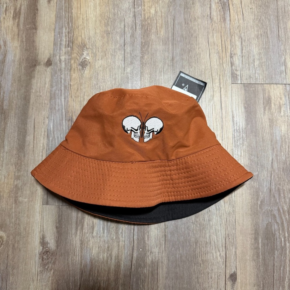 Eighty Eight Reversible Bucket Hat Unisex Burnt Orange Skull Embroidered Outdoor